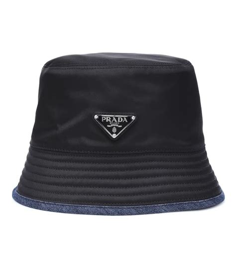 prada berret|Prada denim bucket hat.